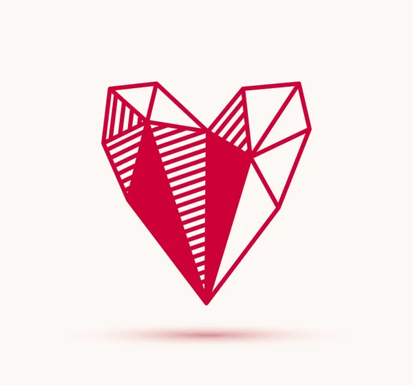 Baixo Poli Ícone Vetor Coração Geométrico Logotipo Design Gráfico Amor — Vetor de Stock