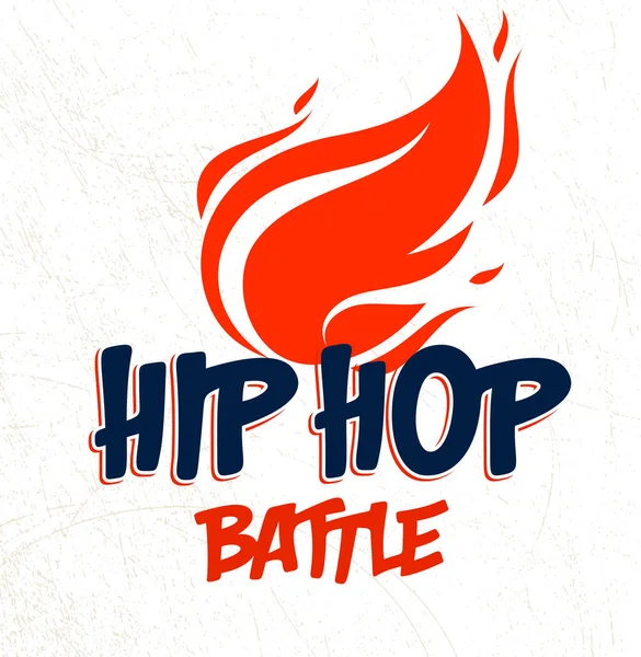Rap Battle Vector Logó Vagy Embléma Lángoló Tűzzel Hip Hop — Stock Vector