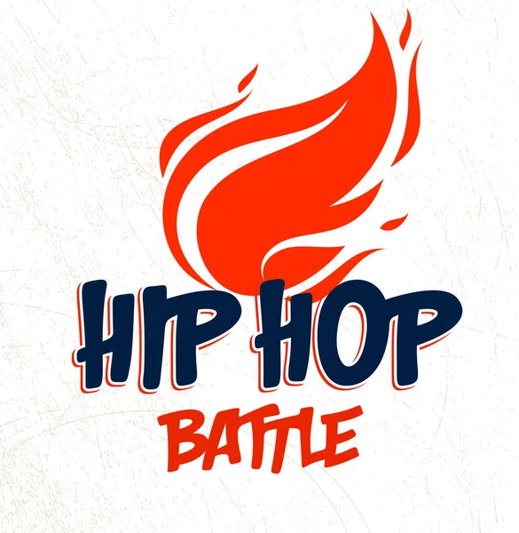 Rap Battle Vektör Logosu Amblemi Alevler Içinde Hip Hop Sıcak — Stok Vektör