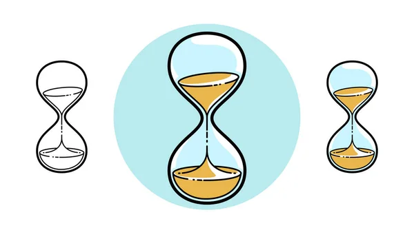 Пісочний Годинник Векторна Ілюстрація Або Іконка Ізольовані Білому Простий Стиль — стоковий вектор