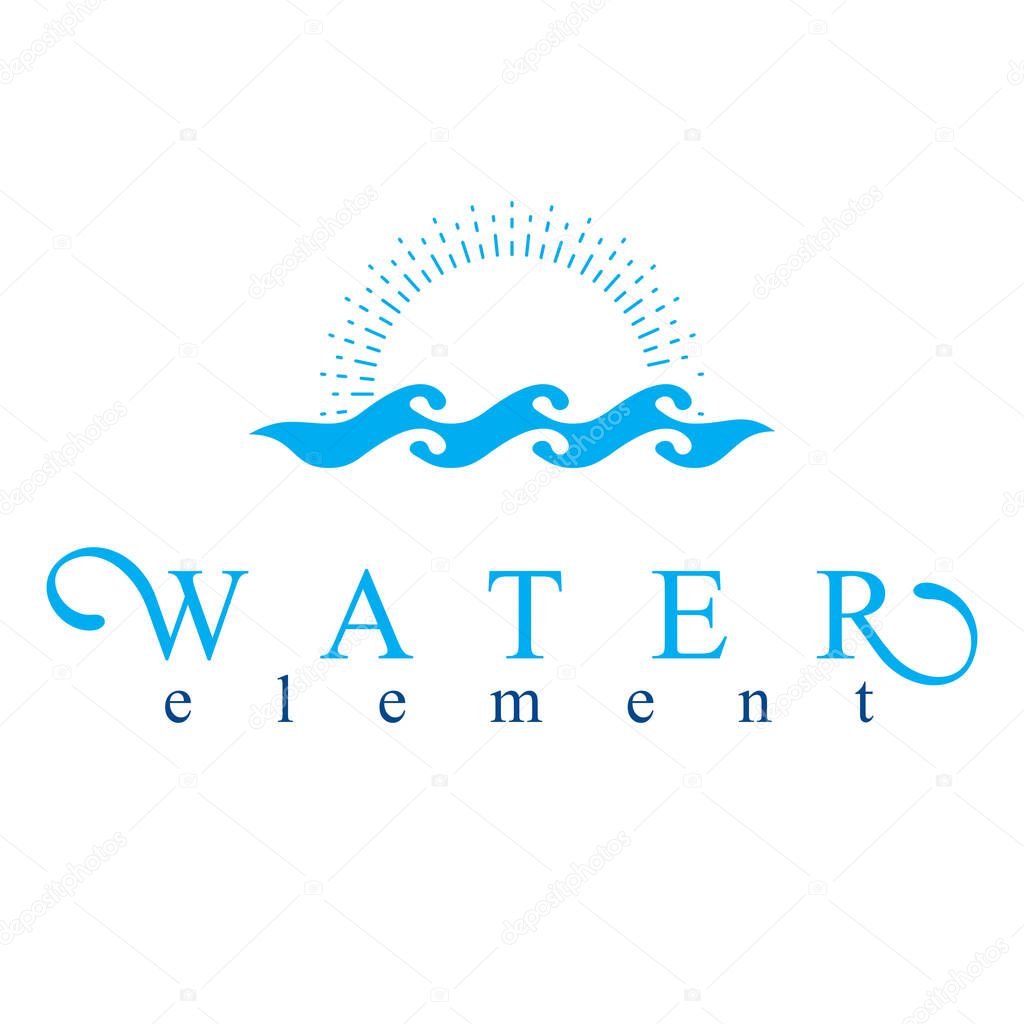 Sea wave splash vector symbol isolated on white. Water treatment company abstract logo.