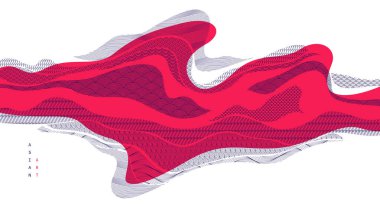 Soyut oryantal Japon sanat vektörü arka planı kırmızı renk, geleneksel stil tasarımı, dalgalı şekiller ve dağlık arazi, deniz hatları gibi akışkan..