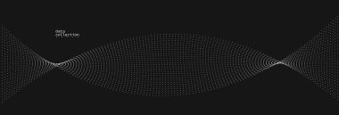 Koyu gri hava parçacıkları akış vektör tasarımı, dalgalı noktalar dizisi ile soyut arkaplan, dijital fütüristik çizim, nano teknoloji teması.