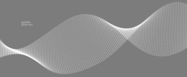 Akan parçacıkların dalgası ile vektör soyut arkaplan, duman akışı gri tasarım, pürüzsüz ve yumuşak rahatlatıcı resim.