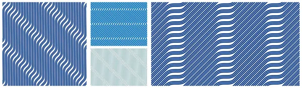 Geometric Wavy Lines Seamless Pattern Vector Set Dimensional Endless Background — Stock Vector