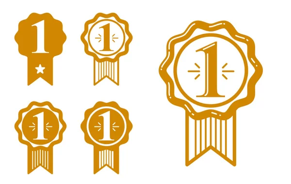 Der Erste Platz Vektor Badge Awards Set Grafik Design Geometrische — Stockvektor