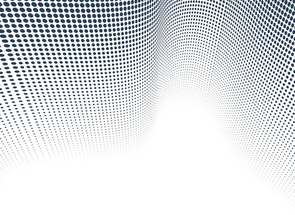Zwarte Stippen Perspectief Vector Abstracte Achtergrond Monochroom Gestippeld Patroon Cool — Stockvector