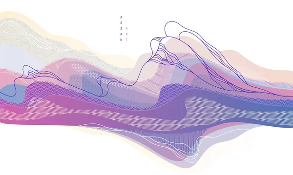 自然の芸術東洋の日本スタイルのベクトル抽象的な背景 水の形やテクスチャと行のような実行します — ストックベクタ
