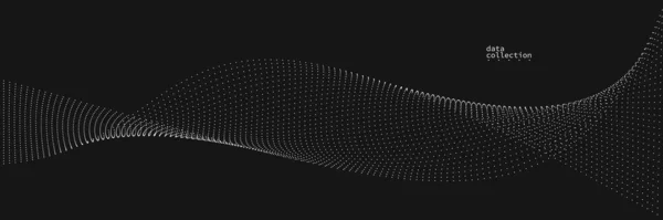 Pois Gris Mouvement Vecteur Abstrait Fond Sur Noir Matrice Particules — Image vectorielle