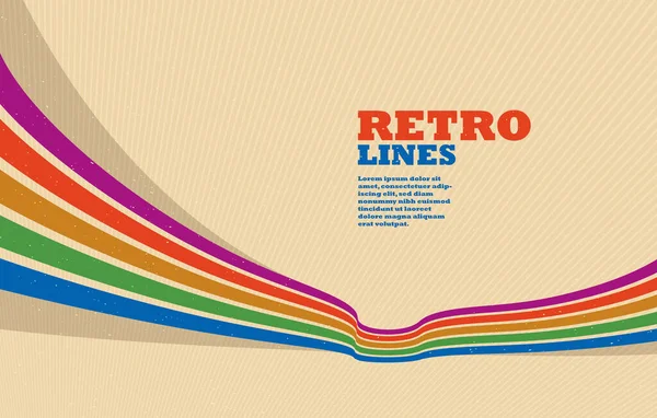 Retro Style Abstract Background Curve Lines All Colors Rainbow Dimensional — Stock Vector