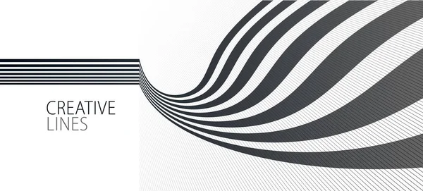 遠近法の黒と白の線抽象ベクトル背景線画 Art — ストックベクタ