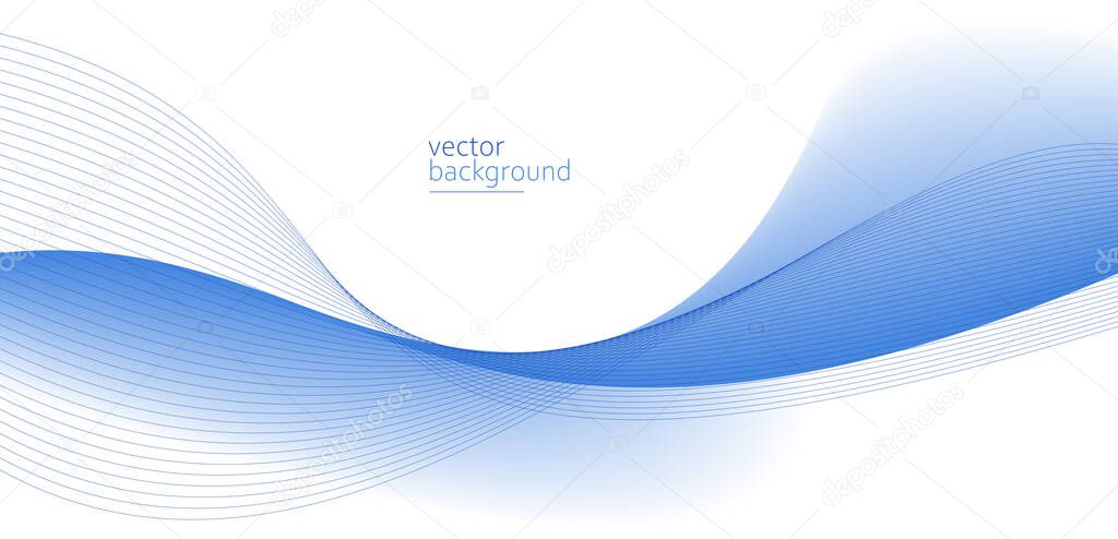 Flowing blue curve shape with soft gradient vector abstract background, relaxing and tranquil art, can illustrate health medical or sound of music.