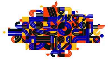 Soyut geometrik kompozisyon vektör tasarımı, beyaz renkli soyutlama, modern tarz resim sanatı.