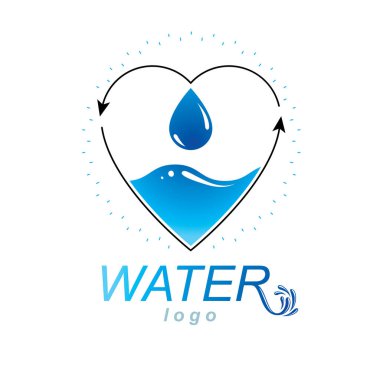 Okyanus tazelik Tema vektör logo. Su reklam kaydedin. Vücut temizlik kavramı.