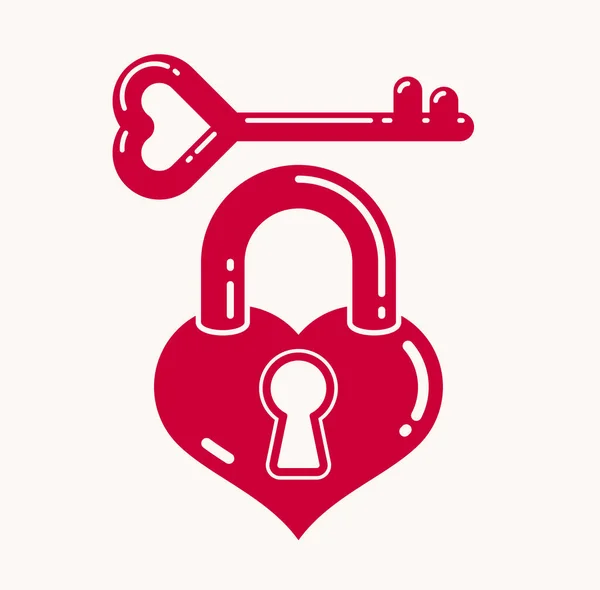 Logo Icône Vectoriel Cadenas Forme Cœur Thème Amour Clé Main — Image vectorielle