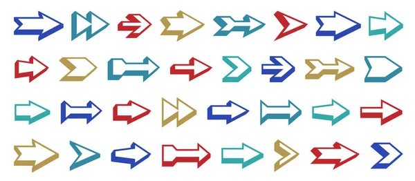 Flechas Vectoriales Conjunto Grande Monocromo Solo Color Símbolos Simples Iconos — Vector de stock