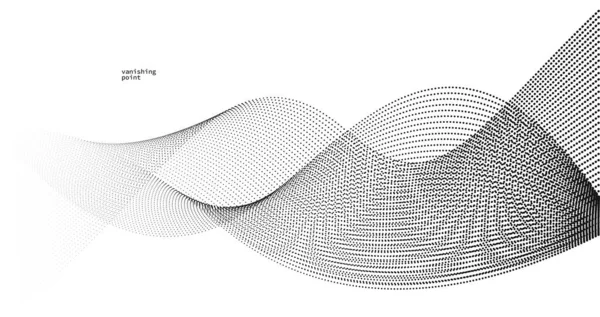 Illustration Abstraite Vectorielle Fond Points Mouvement Par Lignes Courbes Ondes — Image vectorielle