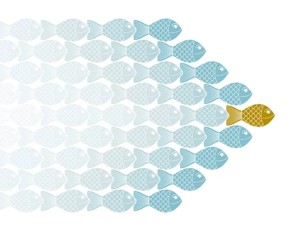 Vedoucí Obchodní Tým Vektor Koncept Zobrazen Kreslenými Rybami Vedoucí Nich — Stockový vektor