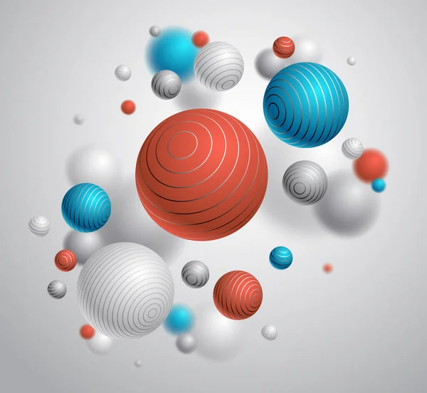 Realistische Gevoerde Bollen Vector Illustratie Abstracte Achtergrond Met Mooie Ballen — Stockvector
