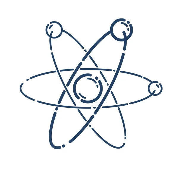 アトムベクトル単純な線形アイコン 科学物理学ラインアートシンボル 研究と解決策 — ストックベクタ
