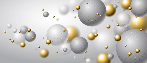 Illustration Vectorielle Sphères Pointillées Réalistes Fond Abstrait Avec Belles Boules — Image vectorielle