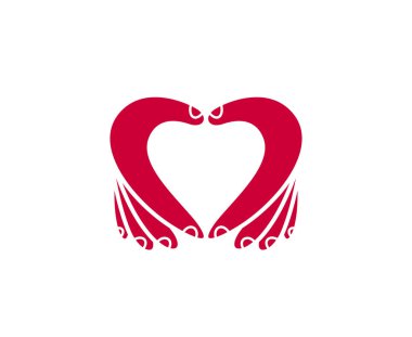 Eller vektör logosu veya simgesi olan kalpler, kalp el parmağı işareti, sevgi gösteren eller, sevgi, ilgi ve destek gösteren, koruma veya ilişki kavramı.