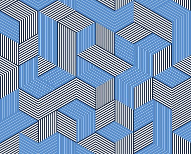 Kusursuz izometrik çizgiler geometrik desen, 3D küp vektör döşeme arka planı, mimari ve inşaat, duvar kağıdı tasarımı.