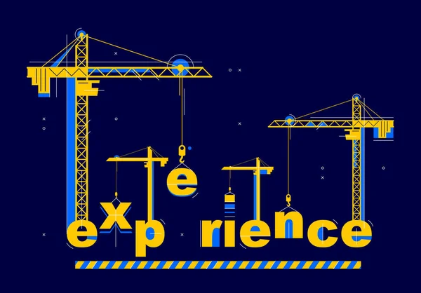 Construcciones Grúas Experiencia Palabra Vector Concepto Diseño Ilustración Conceptual Con — Archivo Imágenes Vectoriales