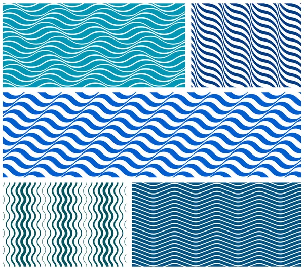 Geometric Wavy Lines Seamless Pattern Vector Set Dimensional Endless Background — Stock Vector