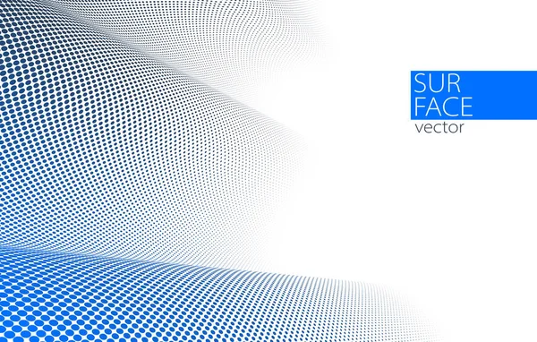 3Dパースペクティブベクトル抽象背景 点線パターンクールデザイン 科学技術の波流 広告のビジネス空白のテンプレートの青とグレーのドット — ストックベクタ