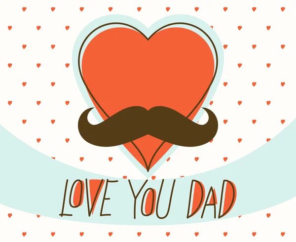 Corazón Con Bigotes Padre Símbolo Divertido Icono Vectorial Padre Día — Vector de stock