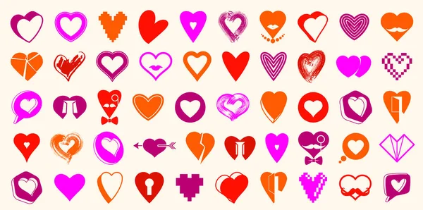 Коллекция Векторных Логотипов Икон Сердца Форм Сердца Разных Стилей Понятий — стоковый вектор