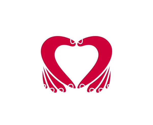 Srdce Ručním Vektorem Logo Nebo Ikona Srdce Ruka Prsty Znamení — Stockový vektor