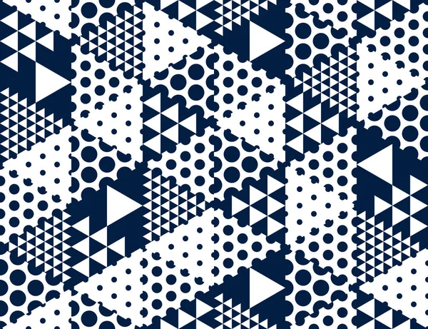 Modèle Géométrique Sans Couture Avec Cubes Losanges Triangles Boîtes Points — Image vectorielle