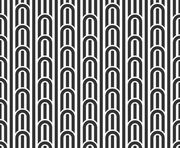 线状无缝矢量图案 扭曲线 几何抽象背景 条纹网 光学迷宫 黑白设计 — 图库矢量图片
