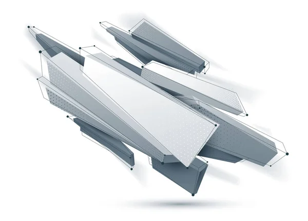 Forma Abstracta Polivinílica Baja Aislada Blanco Diseño Forma Futura Vector — Vector de stock
