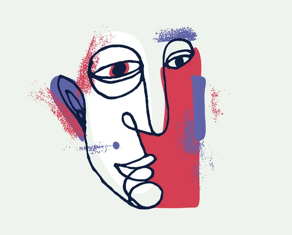 Abstract Face Vector Portrait Abstraction Art Man Head Hand Drawn — Stock Vector