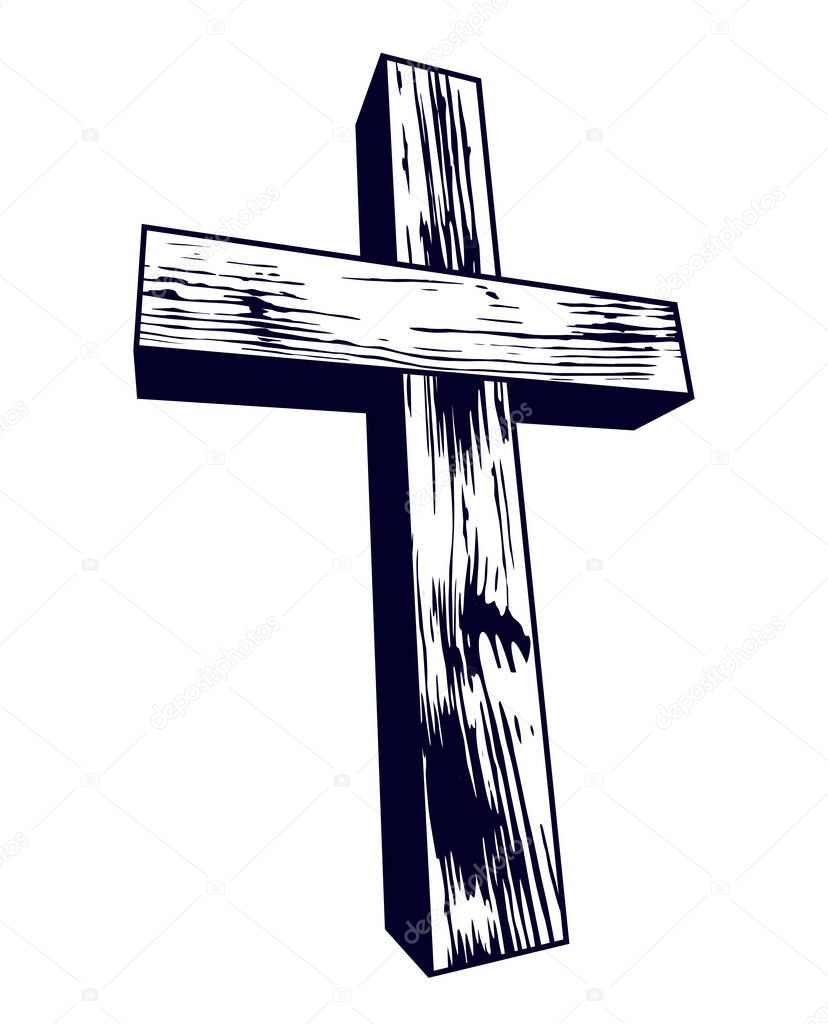 Christian cross vector religion logo or tattoo.
