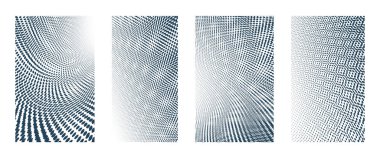 Moire deseni, vektör soyut arkaplan koleksiyonunu, tasarım için dikey şablonlar dizisini noktalar.