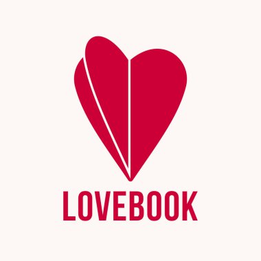 Yürek tıpkı bir kitap ya da broşür gibi yayılmış sayfa vektör logosu ya da ikonu, aşk mektubu ya da edebiyat romanı romantik hikaye konsepti, günlük.