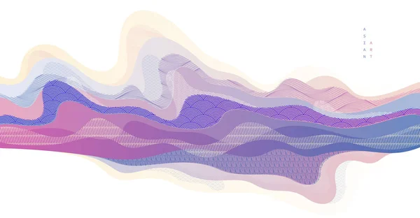 Natura Sztuka Orientalny Japoński Styl Wektor Abstrakcyjne Tło Cieknące Jak — Wektor stockowy