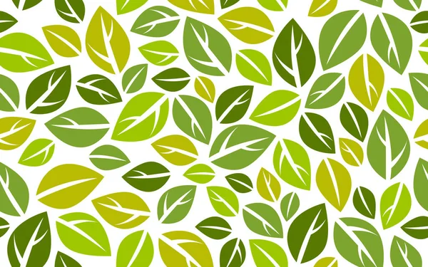 Tarz sahibi çizgi film yaprakları pürüzsüz vektör deseni, bitmeyen duvar kağıdı veya ağaç çiçekli tekstil kumaşı, yeşil bahar temalı.