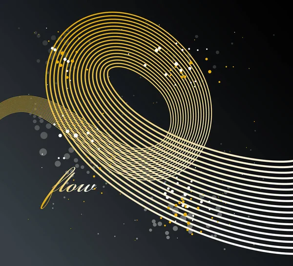 Abstract Golden Lines Motion Dimensional Perspective Vector Background Gold Elegant — Stock Vector