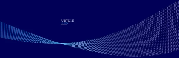 Fundo Abstrato Azul Escuro Onda Vetorial Partículas Fluindo Linhas Curvilíneas — Vetor de Stock