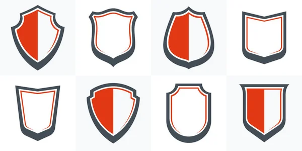 Collection Boucliers Classiques Éléments Vectoriels Icônes Défense Sécurité Collection Emblèmes — Image vectorielle