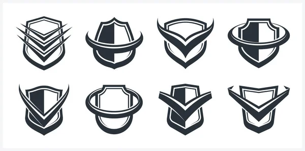Set Different Designs Shields Branding Ammo Protection Symbols Collection Antivirus — стоковый вектор