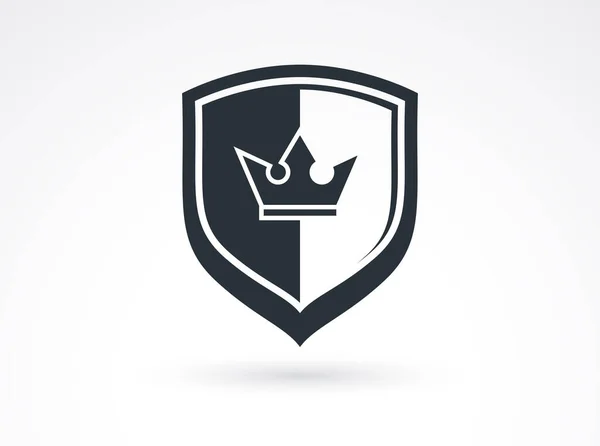 Schild Mit Krone Logo Vektor Munitionsschutzsymbol Königliche Macht Versicherung Oder — Stockvektor