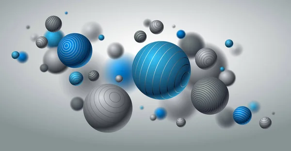 Fond Vectoriel Sphères Abstraites Composition Boules Volantes Décorées Lignes Globes — Image vectorielle
