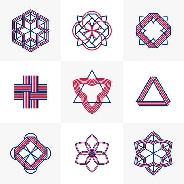 Intertwined Lines Vintage Style Icons Collection Abstract Geometric Linear Symbols — Archivo Imágenes Vectoriales