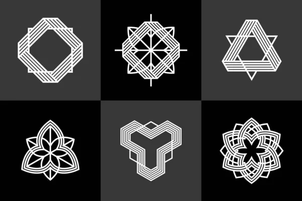 Graphic Design Elements Logo Creation Intertwined Lines Vintage Style Icons — Archivo Imágenes Vectoriales